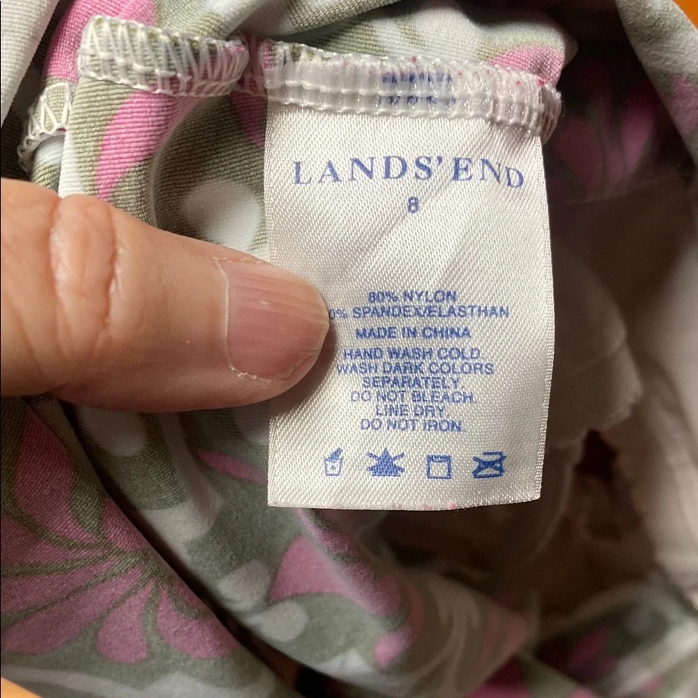 Lands' End Green and Pink Tankini Swimsuit Top
